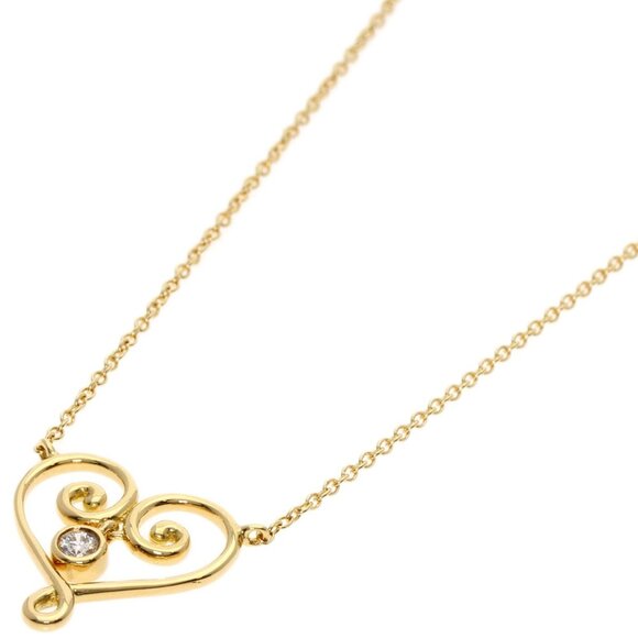 TIFFANY Venezia Goldoni Heart 1P Diamond Necklace K18 Yellow Gold - Picture 1 of 6